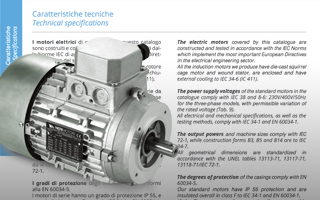 Caratteristiche tecniche motori elettrici